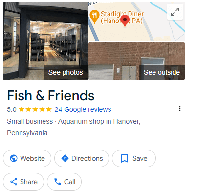 Fish & Friends Hanover PA Google Business Profile